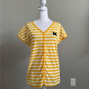 UG Apparel Yellow and White Striped V-Neck Top U of M